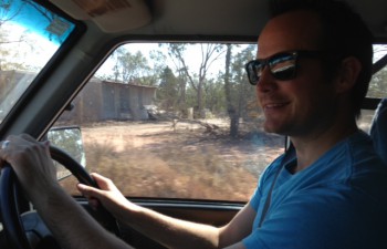 Driving near Lightning Ridge - miners camps in the background